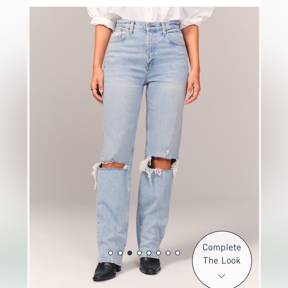 Abercrombie & Fitch Curve Love Ultra High Rise 90s Straight Jean